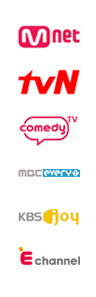 Mnet, TVN, comedy TV, MBC every1, KBS joy, E channel